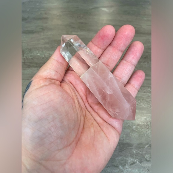 Rose quartz and Clear quarts double point - Picture 1 of 3